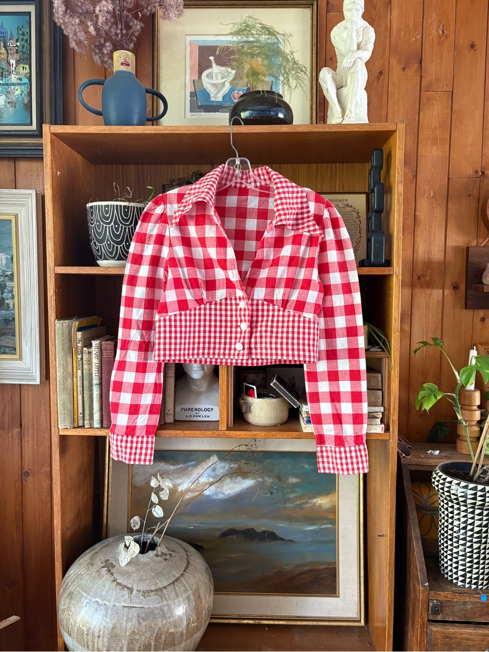70s Gingham Crop Top CottageCore FarmGirl S/M